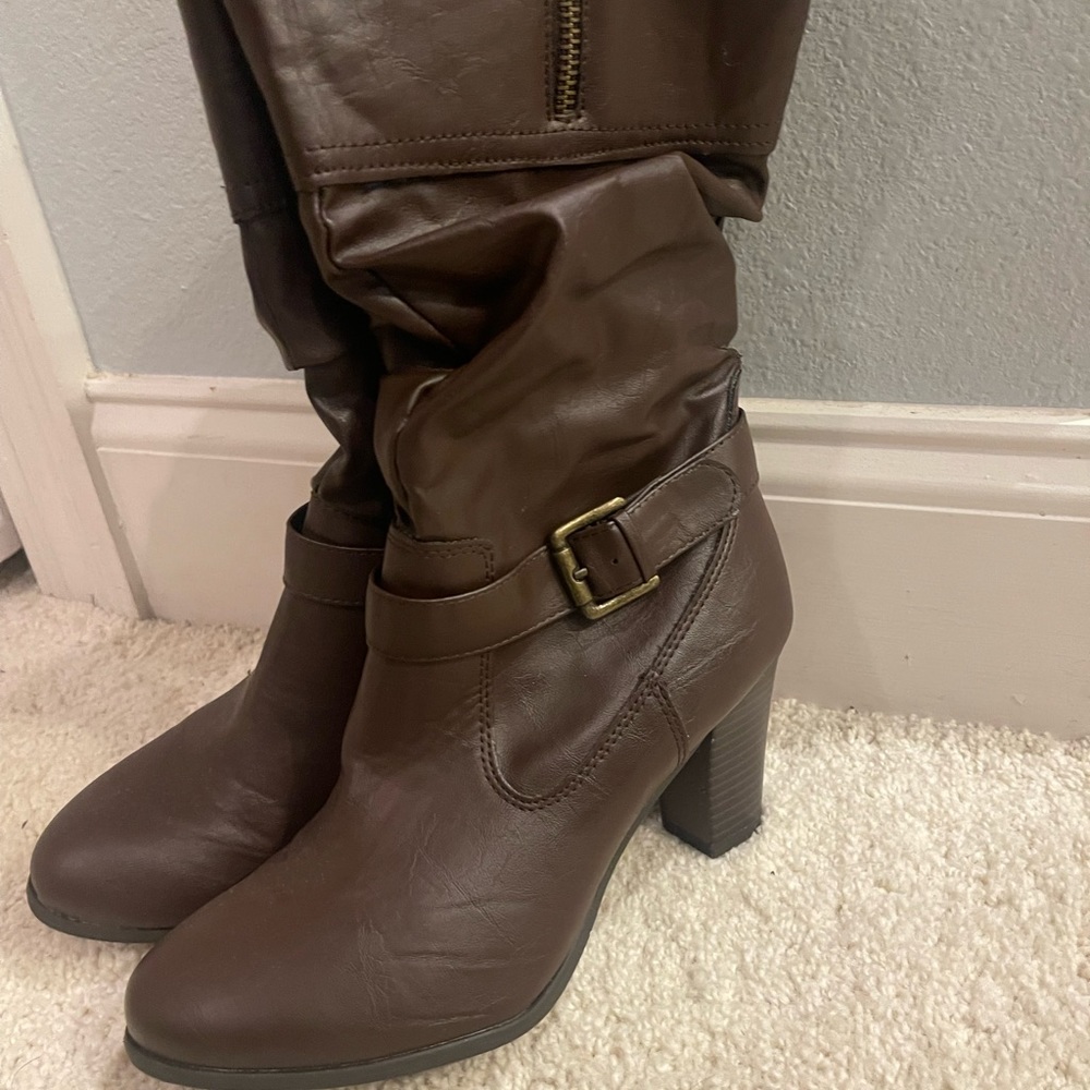 Brown heeled boots